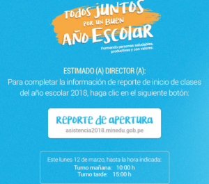 EL PRIMER DIA DE CLASES, 12 DE MARZO, DEBE SER REPORTADO A LA UGEL