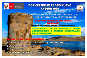 I FESTIVAL DE RELATO EN LENGUA ORIGINARIA – 2020 UGEL EL COLLAO