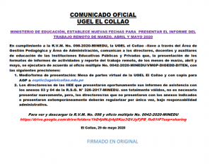 COMUNICADO OFICIAL IMPORTANTE UGEL EL COLLAO