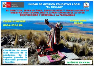 ACTO DE RECIPROCIDAD Y OFRENDA A LA PACHAMAMA UGEL EL COLLAO 1 DE AGOSTO 2020