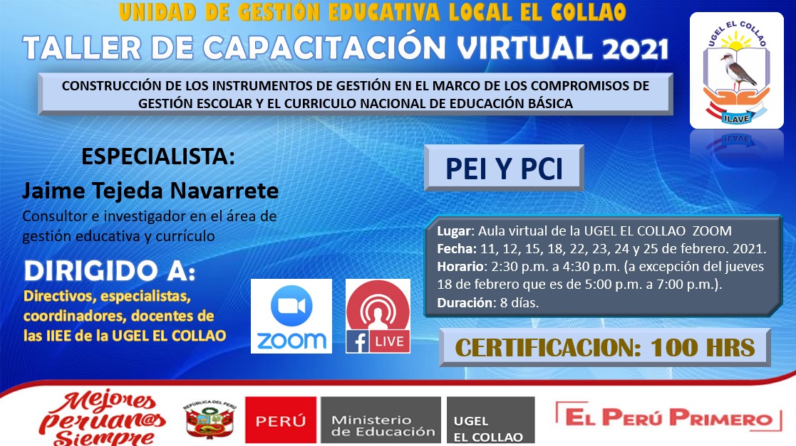 TALLER DE CAPACITACION VIRTUAL 2021
