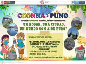 PRIMERA CHARLA VIRTUAL  «EL MANEJO DE LOS RESIDUOS SOLIDOS Y LA IMPORTANCIA  DEL CUIDADO  DEL MEDIO AMBIENTE «