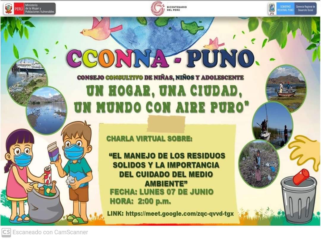 PRIMERA CHARLA VIRTUAL  «EL MANEJO DE LOS RESIDUOS SOLIDOS Y LA IMPORTANCIA  DEL CUIDADO  DEL MEDIO AMBIENTE «