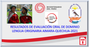 RESULTADOS DE EVALUACIÓN ORAL DE DOMINIO LENGUA ORIGINARIA AIMARA-QUECHUA-2021
