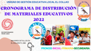 COMUNICADO SOBRE CRONOGRAMA DE DISTRIBUCIÓN DE MATERIALES EDUCATIVOS Y FUNGIBLE-2022