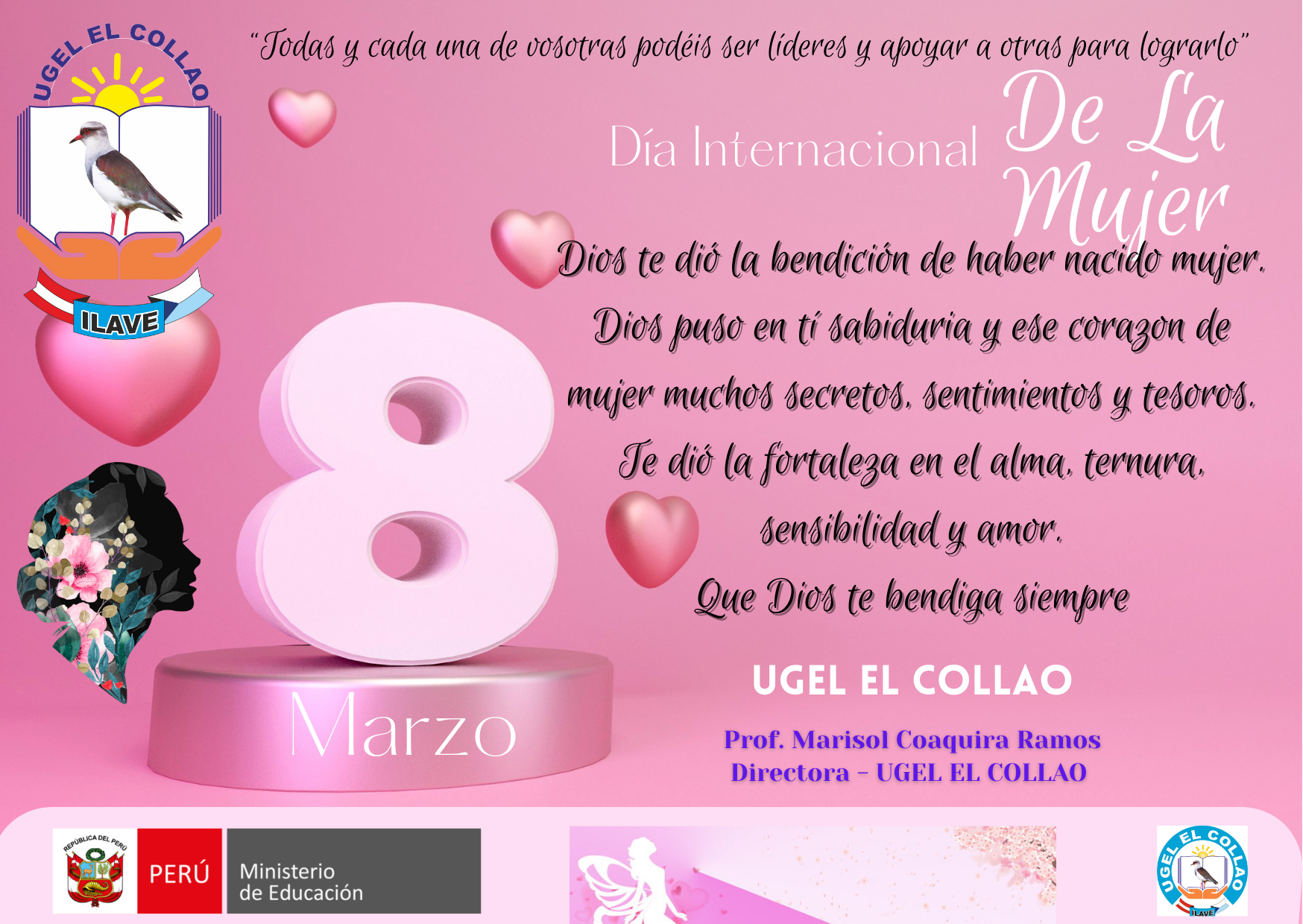 ¡Feliz día Internacional de la mujer Collavina!… – . – saluda UGEL EL COLLAO