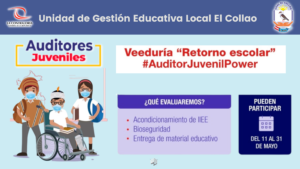 Veeduría Escolar Virtual «Retorno Escolar» del Programa «Auditores Juveniles», Contraloría General de la República del Perú.