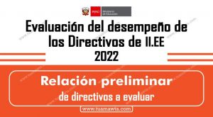 RELACION PRELIMINAR DE DIRECTIVOS A SER EVALUADOS