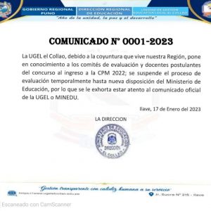 COMUNICADO – POSTULANTES AL CONCURSO PÚBLICO DE INGRESO A LA CARRERA PÚBLICA MAGISTERIAL