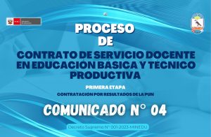 COMUNICADO N° 04 CONTRATO DOCENTE SECUNDARIA