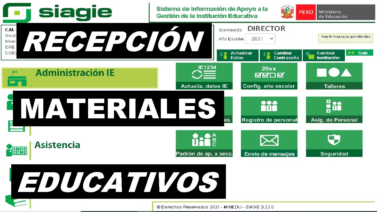 Registro de Materiales en el SIAGIE.